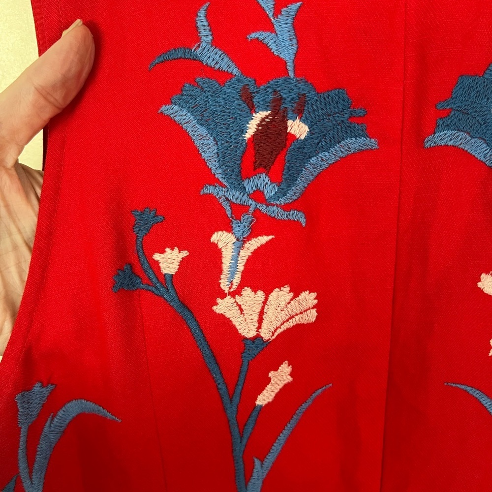 Anthropologie Akemi + Kin Embroidered Red Dress - Picture 12 of 13